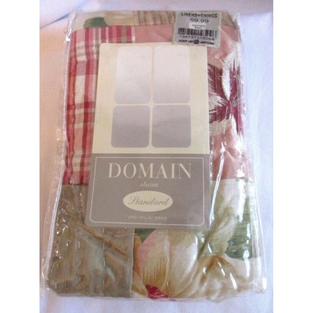 Domain Standard Sham‎ Martinique Floral Plaid 20 x 26 New